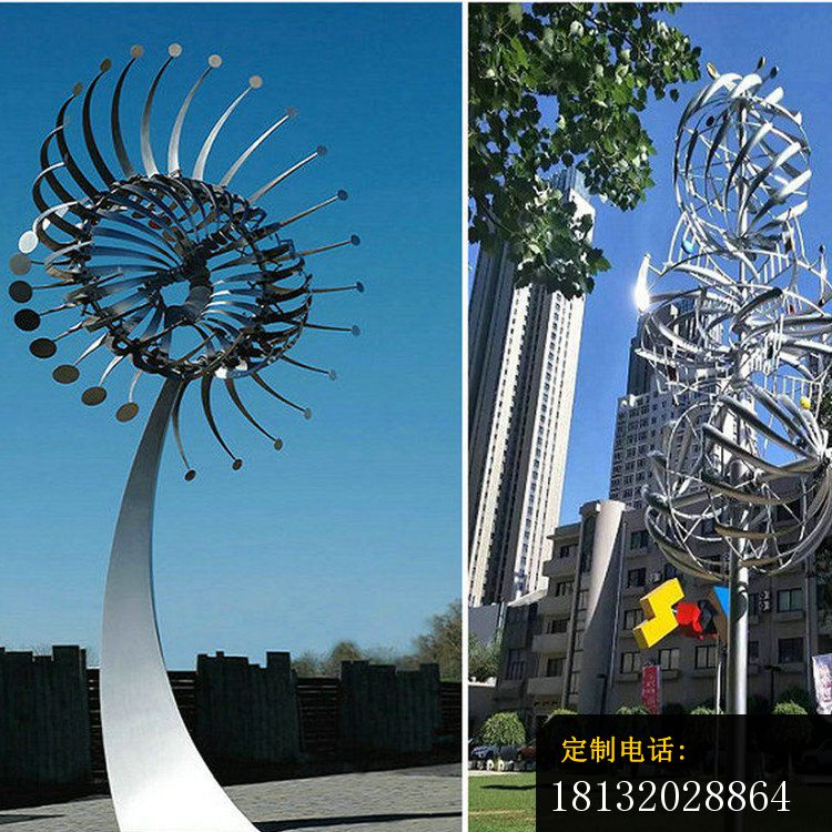 不锈钢大型抽象花朵雕塑，广场不锈钢雕塑_750*750