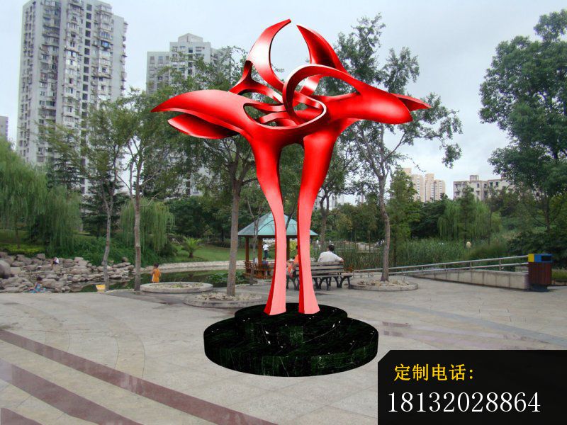 不锈钢大型抽象仙鹤雕塑，公园不锈钢雕塑_800*600