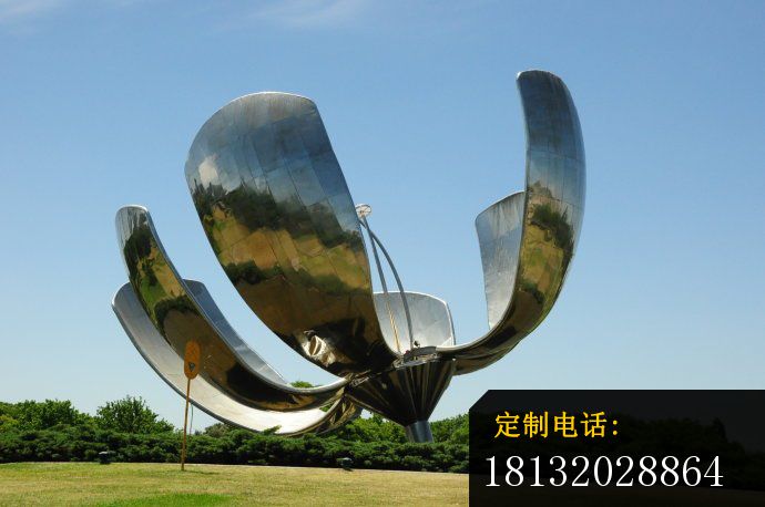 不锈钢大型花朵雕塑广场景观雕塑_690*458