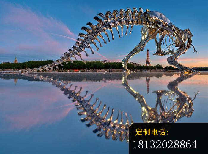不锈钢大型恐龙骨架，广场不锈钢雕塑_700*521
