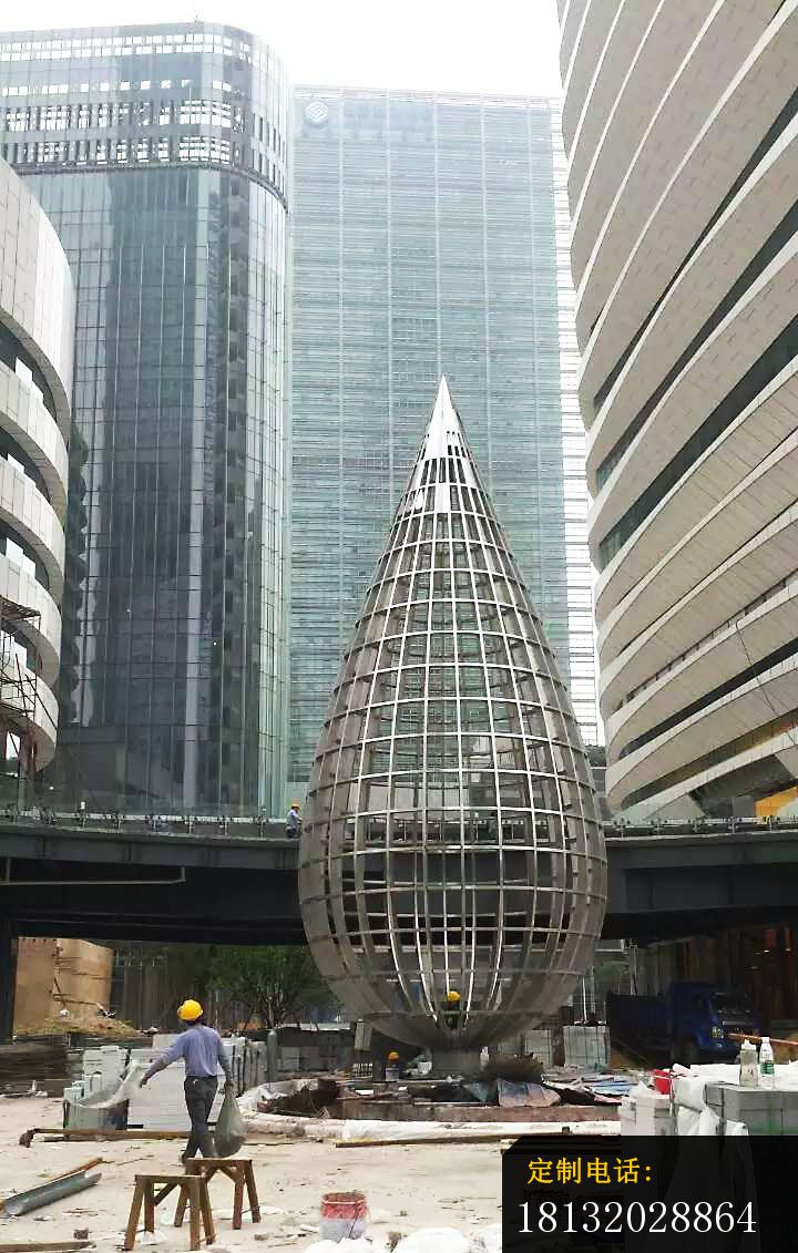 不锈钢大型镂空水滴雕塑 城市景观雕塑 (2)_720*1131