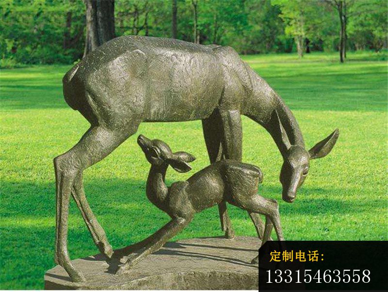 母子鹿铜雕 公园动物铜雕_800*603