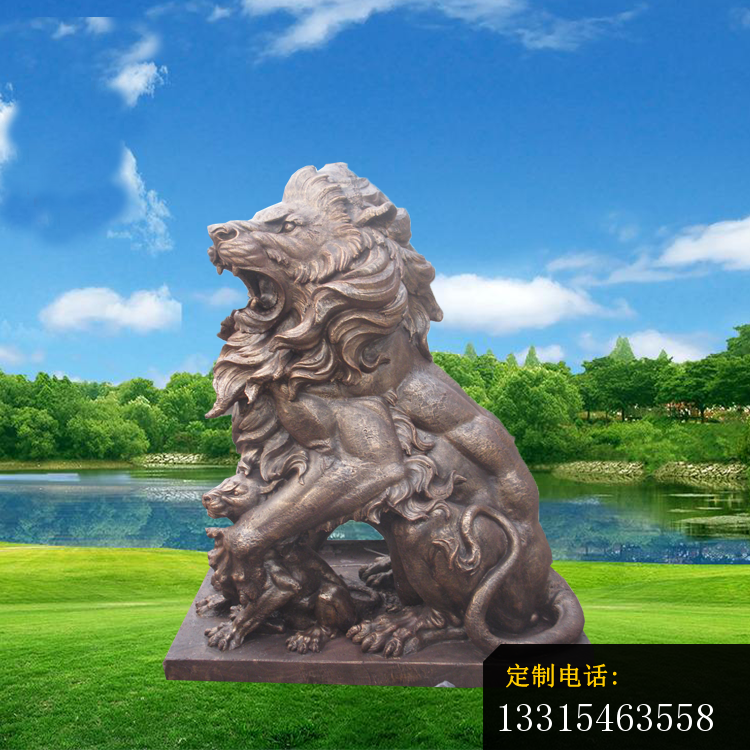 母子欧式狮子铜雕，门口西洋狮子铜雕 (2)_750*750