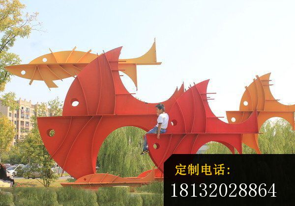 不锈钢大鱼雕塑  抽象不锈钢雕塑  广场景观雕塑_600*420