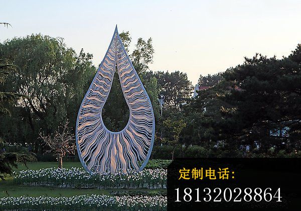 不锈钢倒着的水滴雕塑  不锈钢抽象雕塑 公园景观雕塑 (2)_600*420