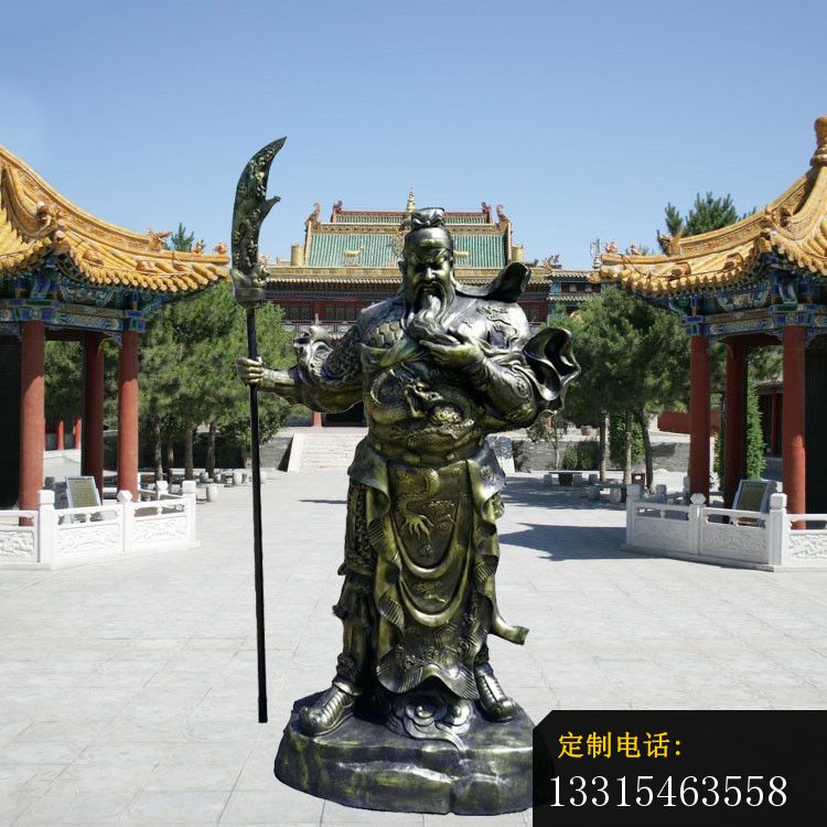 拿直刀的关公铜雕，宗教庙宇武财神铜雕_750*750