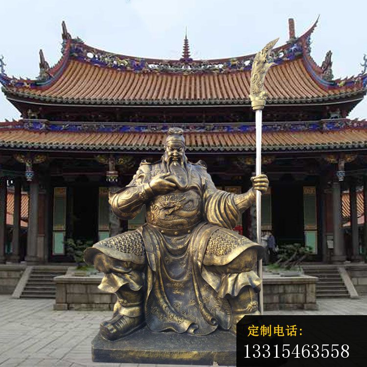 拿直刀的关公铜雕，宗教庙宇武财神铜雕 (2)_750*750