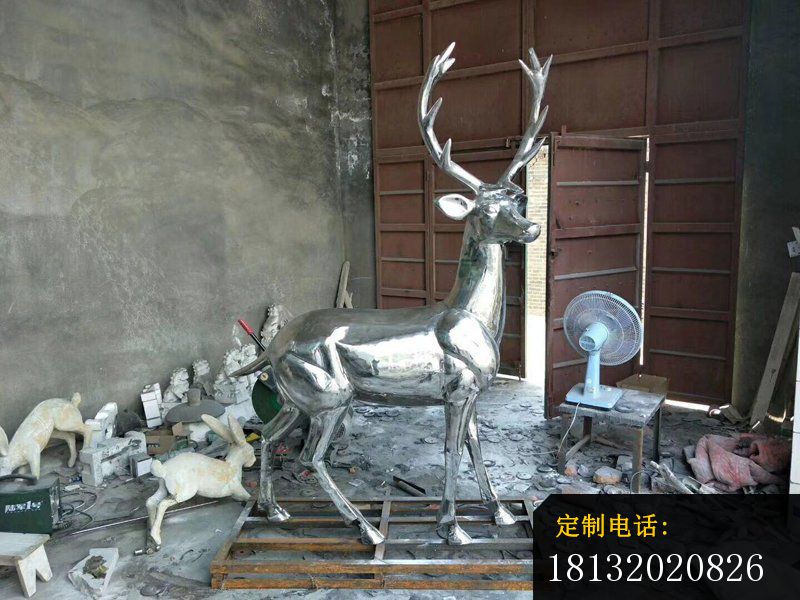 不锈钢驯鹿雕塑 公园动物雕塑 (2)_800*600