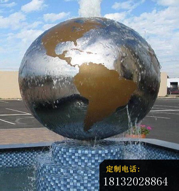 不锈钢地球喷泉雕塑 企业景观雕塑_600*642