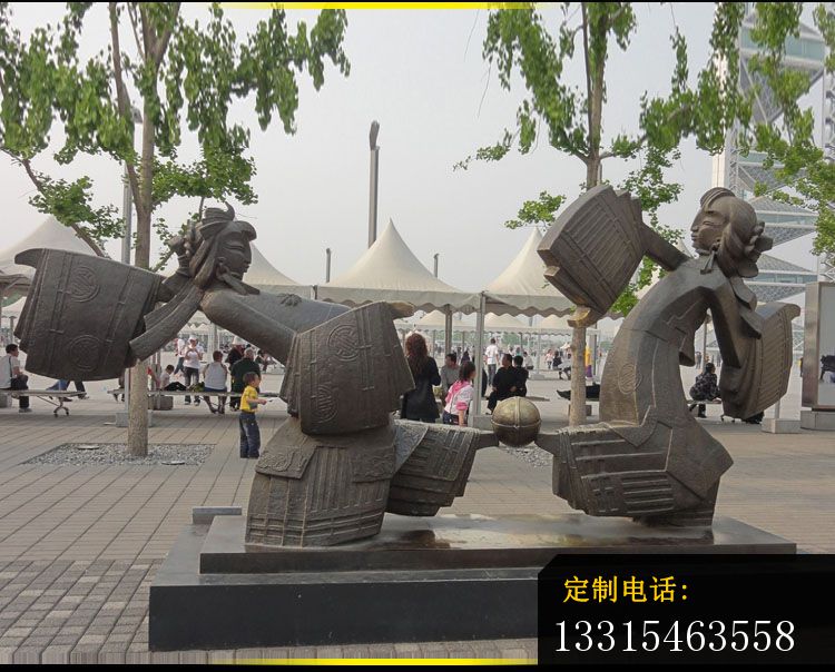 皮影戏雕塑，公园景观铜雕_750*604