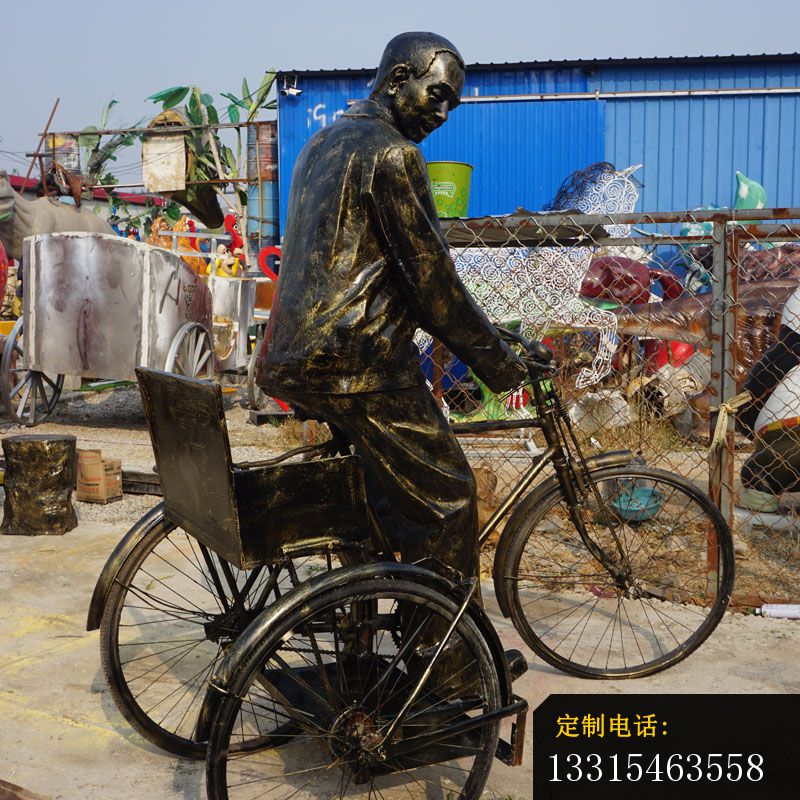 骑三轮自行车的人物铜雕，公园小品铜雕 (3)_800*800