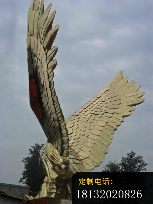 不锈钢展翅的雄鹰雕塑  不锈钢动物雕塑  广场景观雕塑 (4)_502*670