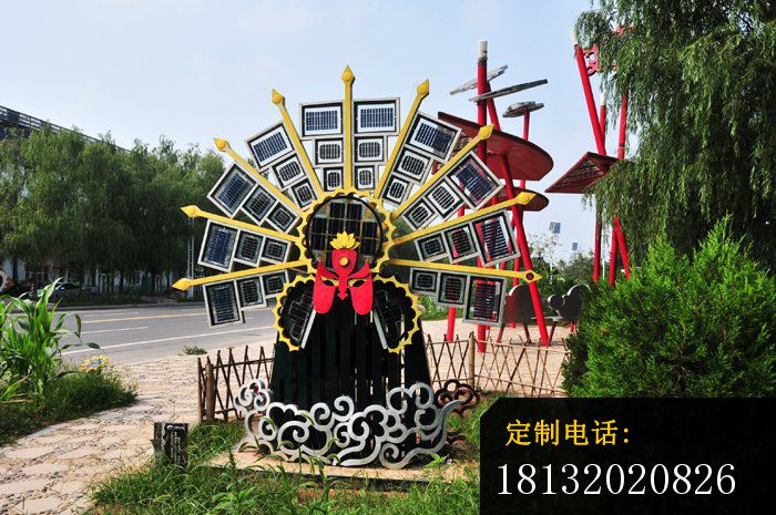 彩色不锈钢太阳神脸谱 公园景观雕塑_700*465