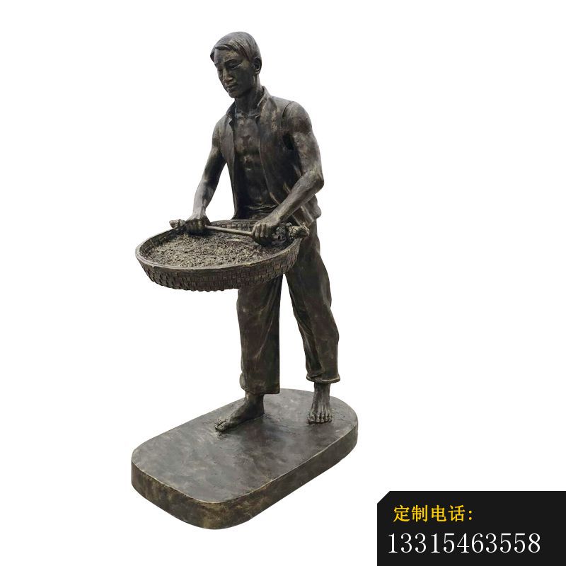 筛选茶叶的人物铜雕，公园制茶人物铜雕_800*800