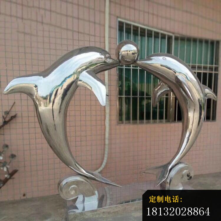 不锈钢海豚顶球雕塑 校园不锈钢雕塑_750*750
