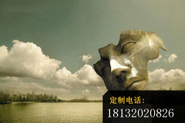 抽象人脸雕塑  不锈钢抽象人物雕塑  广场景观雕塑_600*400