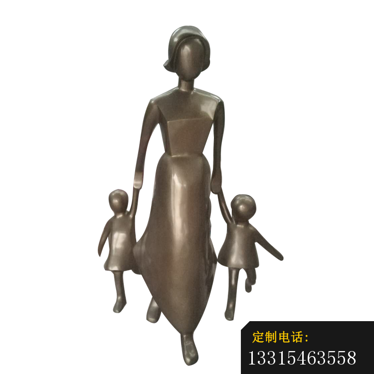 手牵儿女的母亲铜雕，公园抽象人物铜雕 (4)_750*750