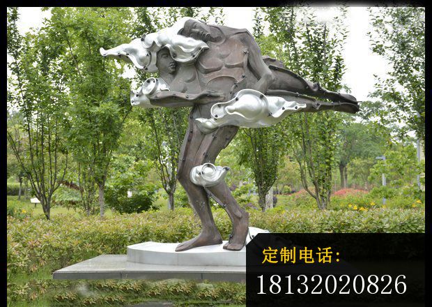 抽象人物雕塑  不锈钢抽象人物雕塑  公园景观雕塑_620*440