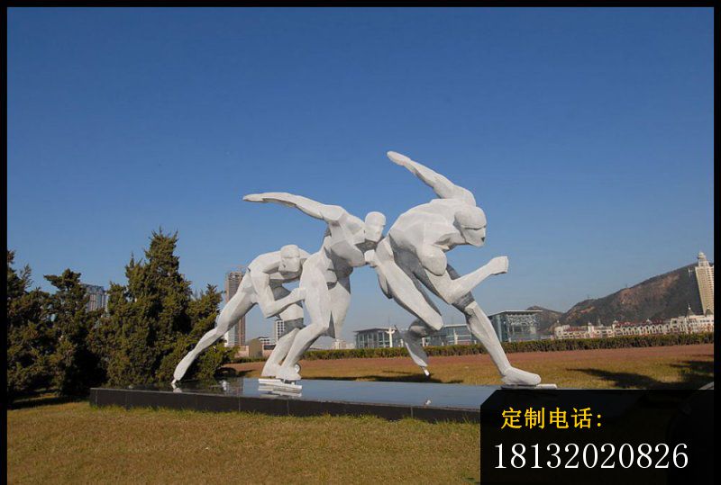 抽象人物滑冰雕塑  不锈钢抽象人物  公园景观雕塑_800*539