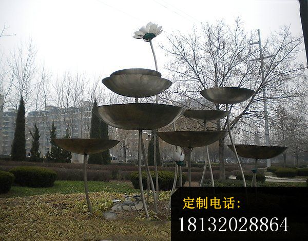 不锈钢荷花雕塑  不锈钢公园景观雕塑 (2)_600*470