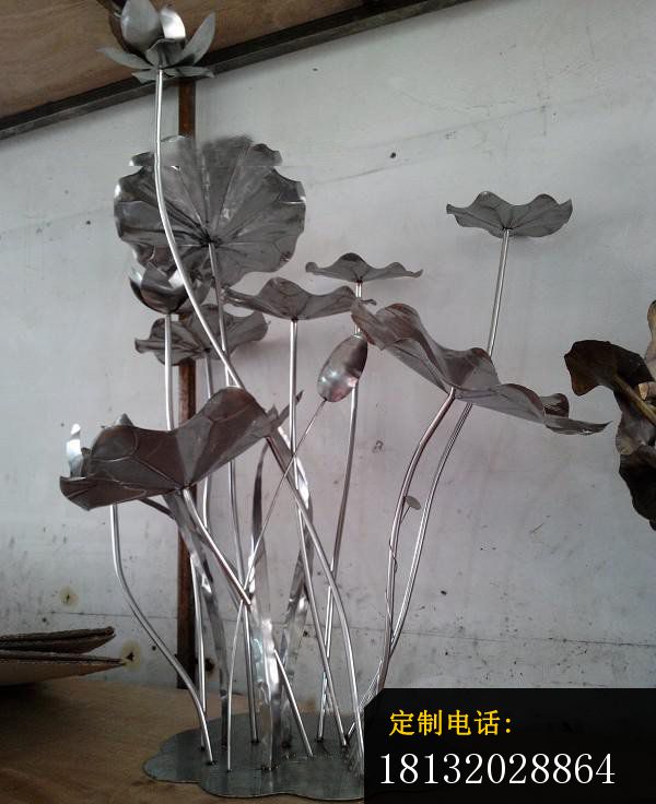 不锈钢荷花荷叶雕塑，园林景观雕塑 (2)_600*736