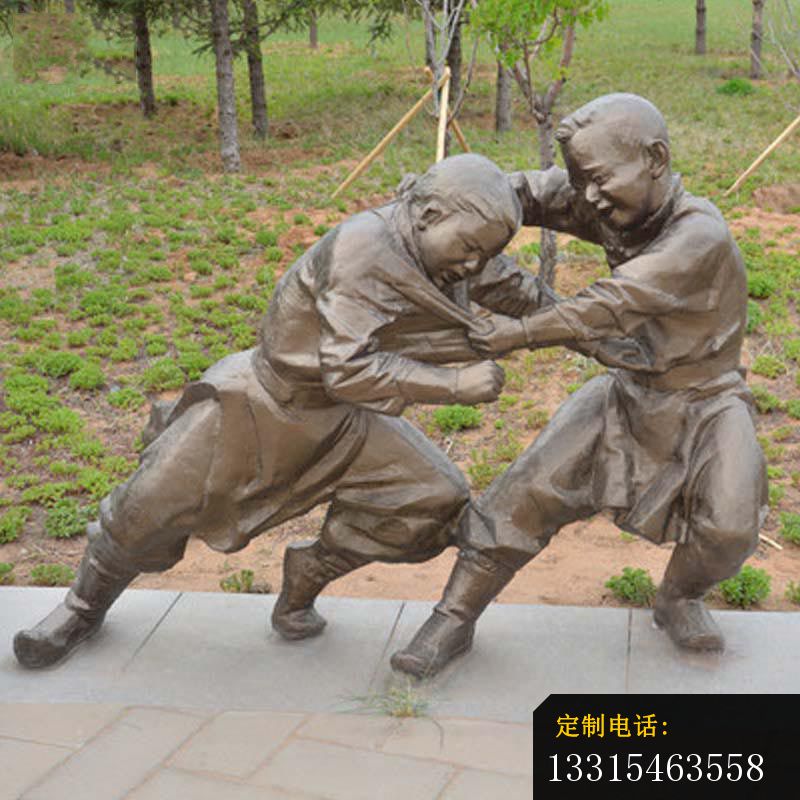 摔跤的小男孩铜雕 公园人物铜雕 (2)_800*800