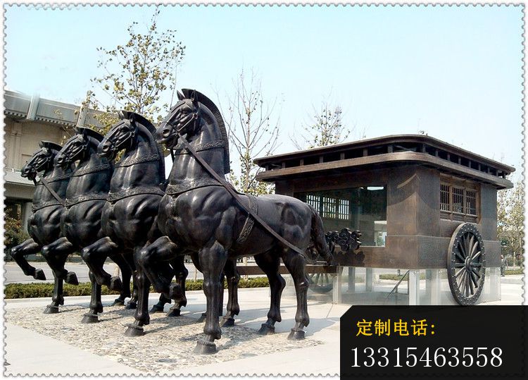 四匹马的马车铜雕，公园古代马车铜雕 (2)_750*539
