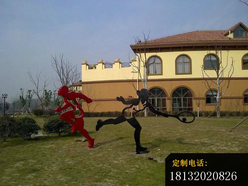 抽象运动员雕塑  不锈钢抽象人物雕塑  公园不锈钢雕塑 (2)_800*600
