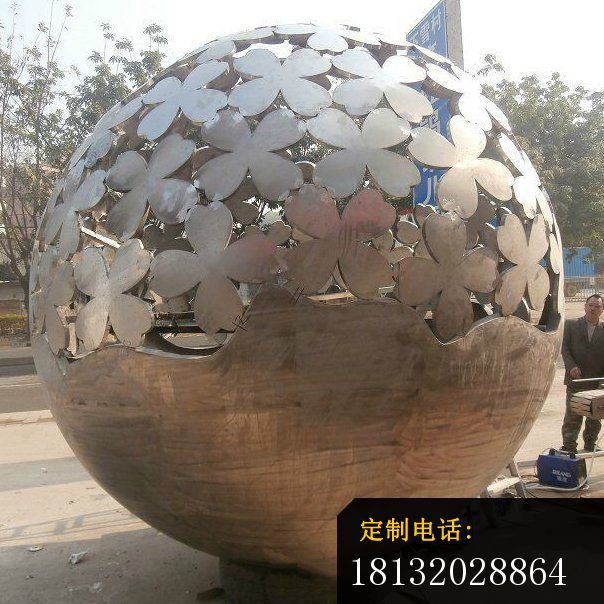 不锈钢花朵镂空球 公园不锈钢雕塑_604*604