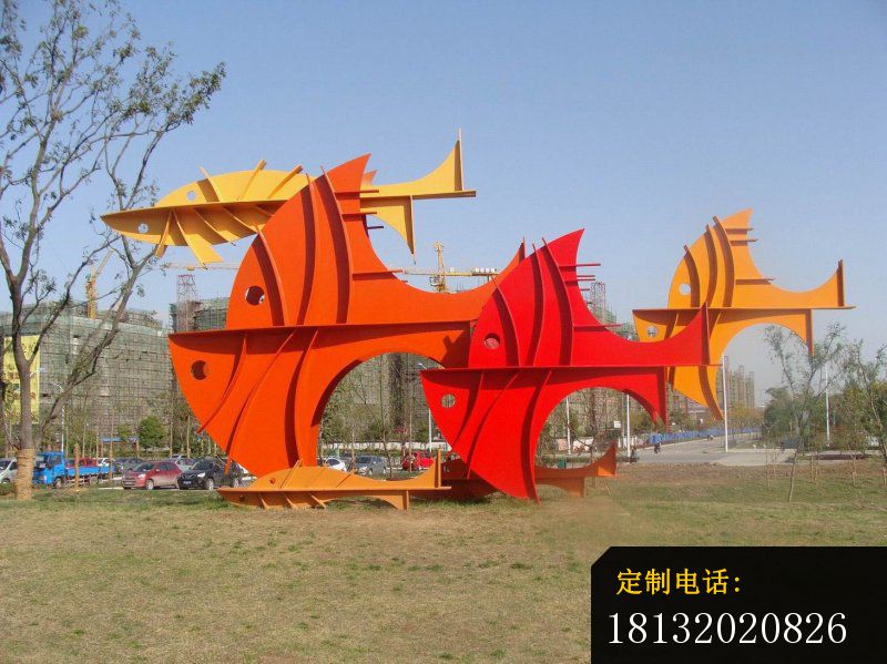大型抽象鱼雕塑  不锈钢抽象动物雕塑  公园景观雕塑_800*599