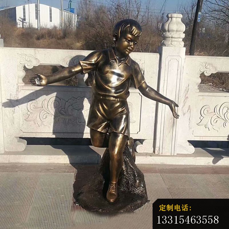 踢毽子的小孩铜雕，公园人物铜雕 (2)_800*800