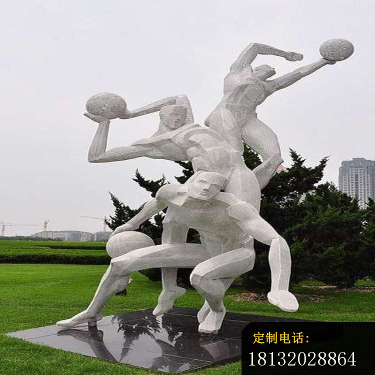 不锈钢几何人物打篮球雕塑,公园景观雕塑_750*750