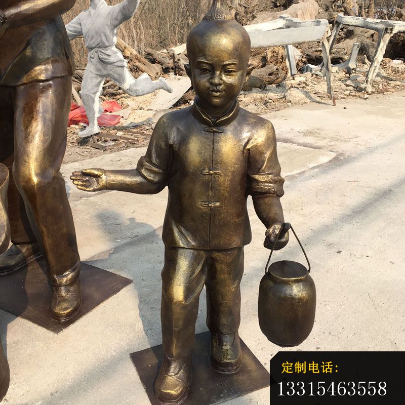 提灯笼的小男孩铜雕，公园古代人物铜雕_800*800