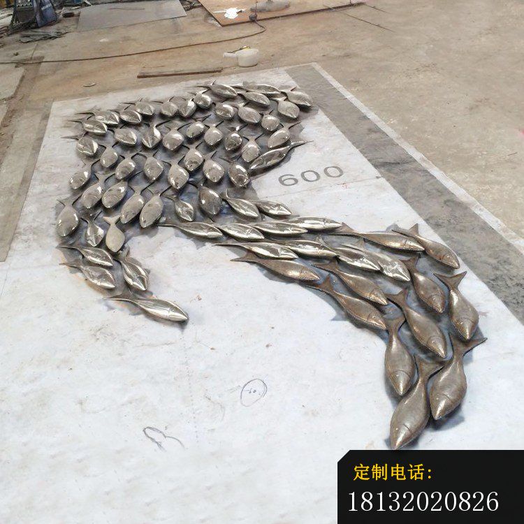 公园鱼群雕塑，不锈钢动物雕塑_750*750