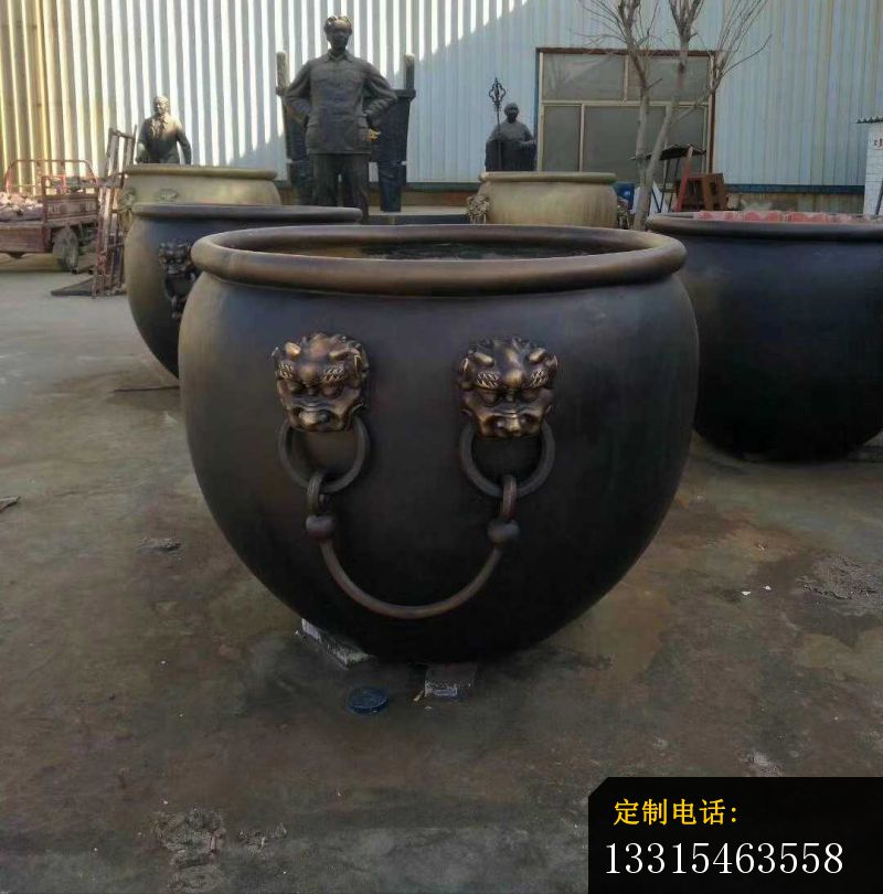 庭院水缸铜雕，庭院荷花缸铜雕 (3)_800*810