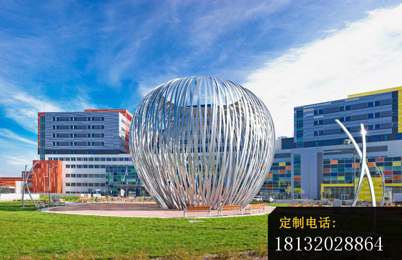 不锈钢交织球形雕塑，广场不锈钢雕塑_800*517