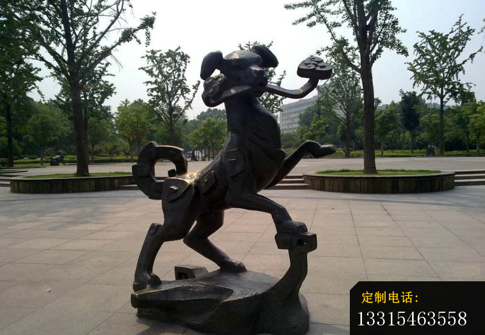 铜雕抽象狗，公园抽象动物铜雕_958*661
