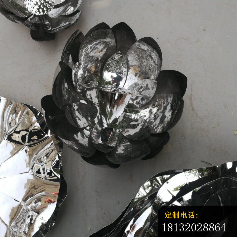 不锈钢镜面荷花荷叶公园不锈钢雕塑 (4)_800*800