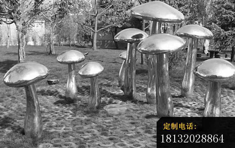 不锈钢镜面蘑菇 公园景观雕塑_800*504