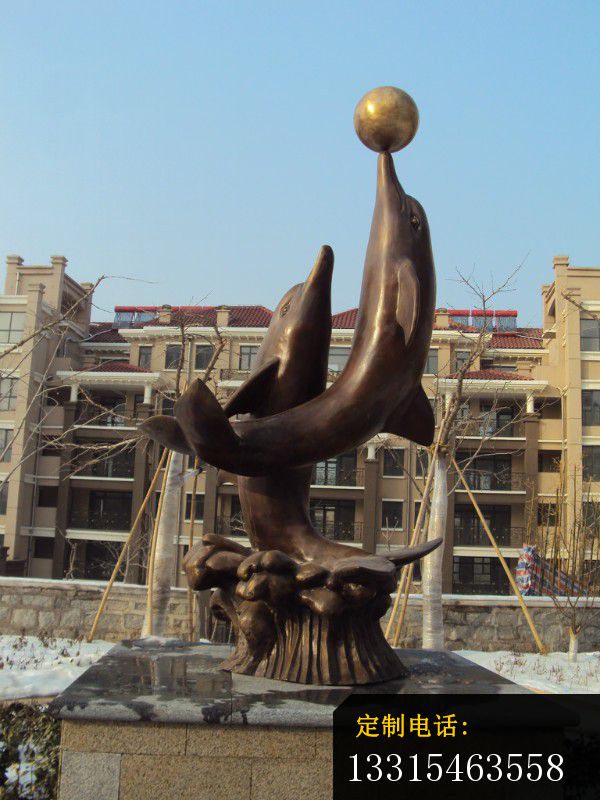 铜雕海豚雕塑，铸铜海豚雕塑_600*800