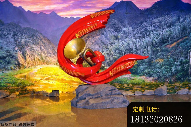 军号乐章雕塑 不锈钢部队景观雕塑_800*533