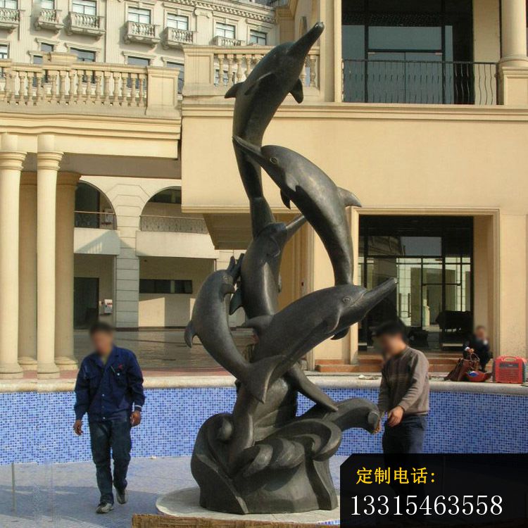 铜雕酒店大型海豚雕塑 (1)_750*750