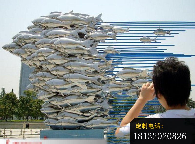 鲤鱼群雕塑，公园不锈钢动物雕塑_800*592