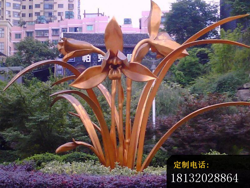不锈钢兰花雕塑  不锈钢公园景观雕塑 (2)_800*600