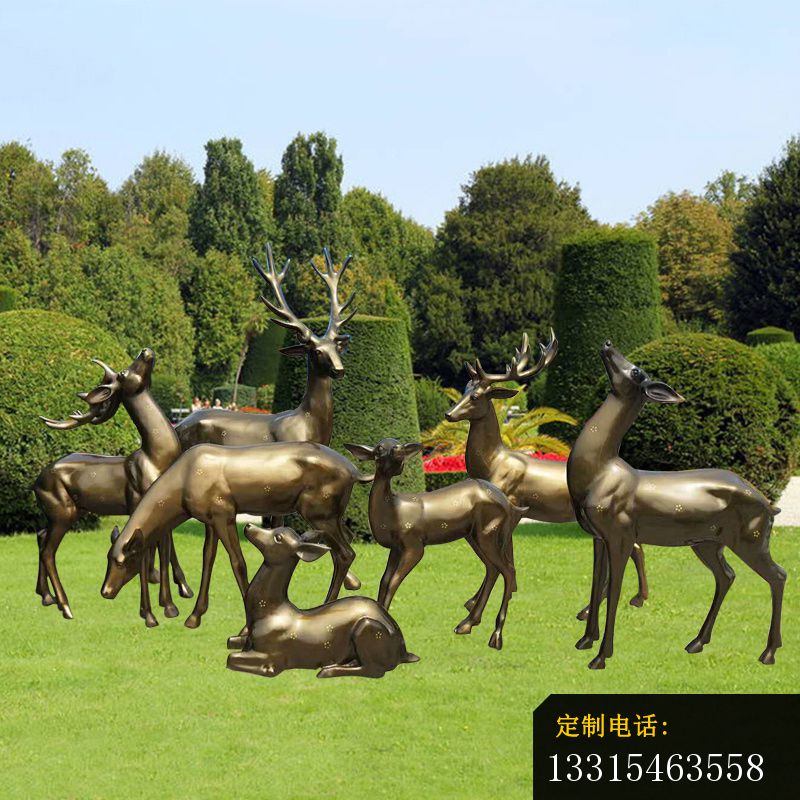 铜雕梅花鹿，公园动物铜雕 (6)_800*800