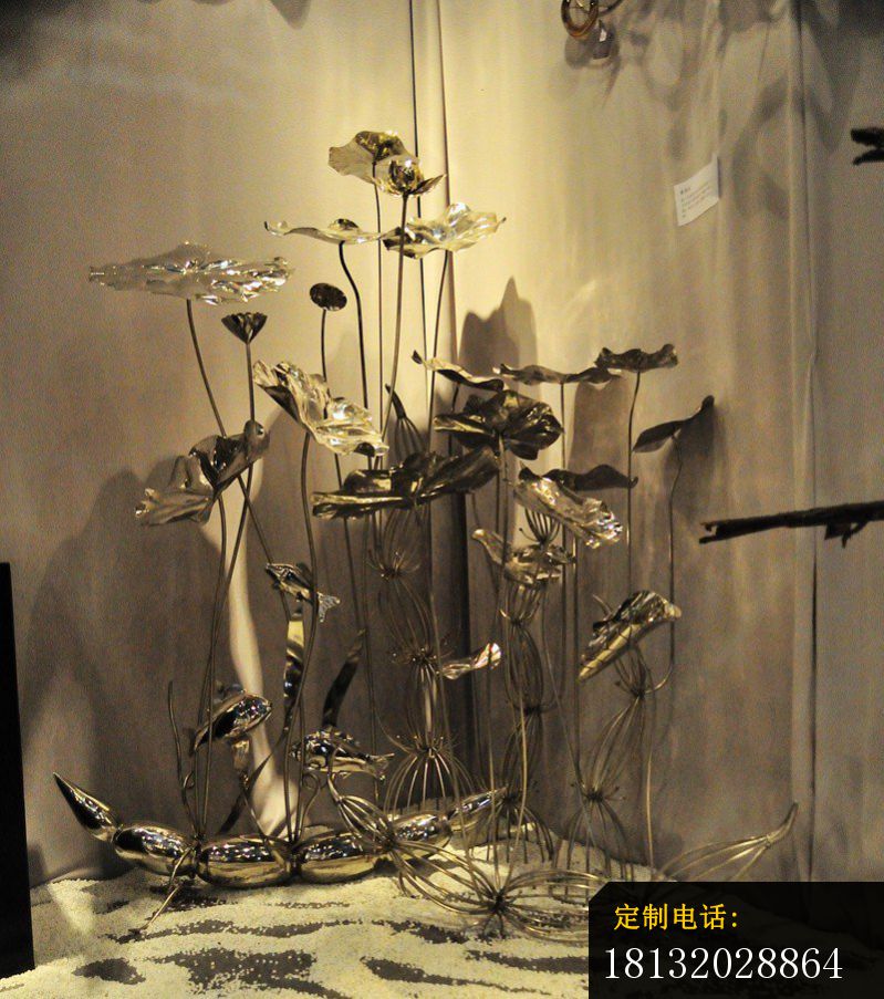不锈钢莲花和藕，公园不锈钢雕塑_799*903