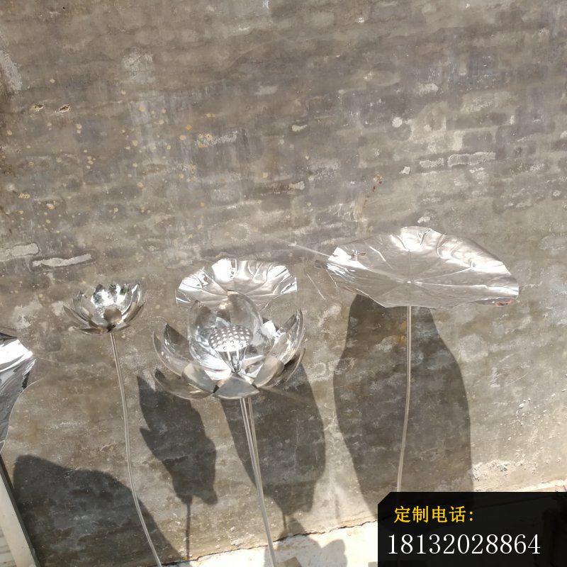 不锈钢莲花荷叶雕塑酒店大厅景观雕塑 (5)_800*800
