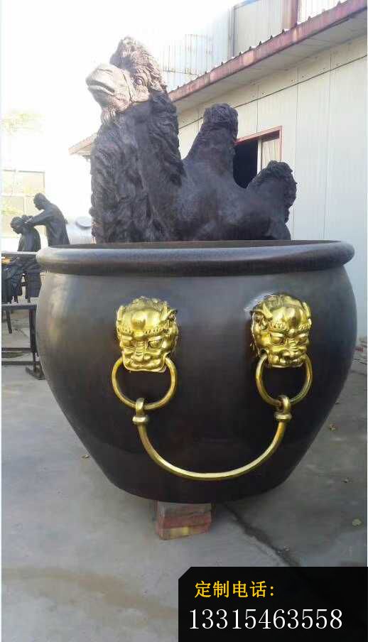 铜雕水缸，庭院铜水缸_518*904