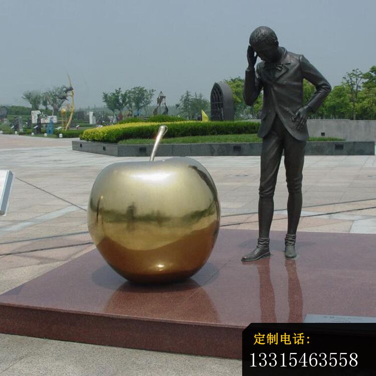 铜雕西方人物和苹果，公园景观铜雕_750*750