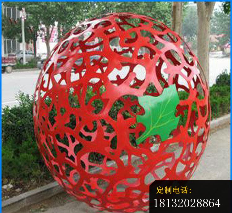 不锈钢镂空球和树叶，街边景观雕塑_750*690
